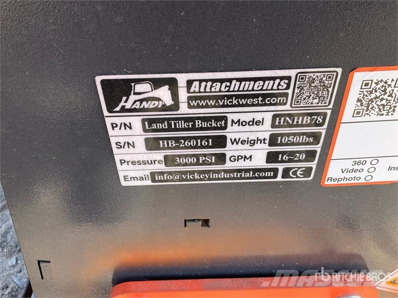 Handy HNHB78 78 in Power Rake Skid Steer Bucket (Unused) Benne
