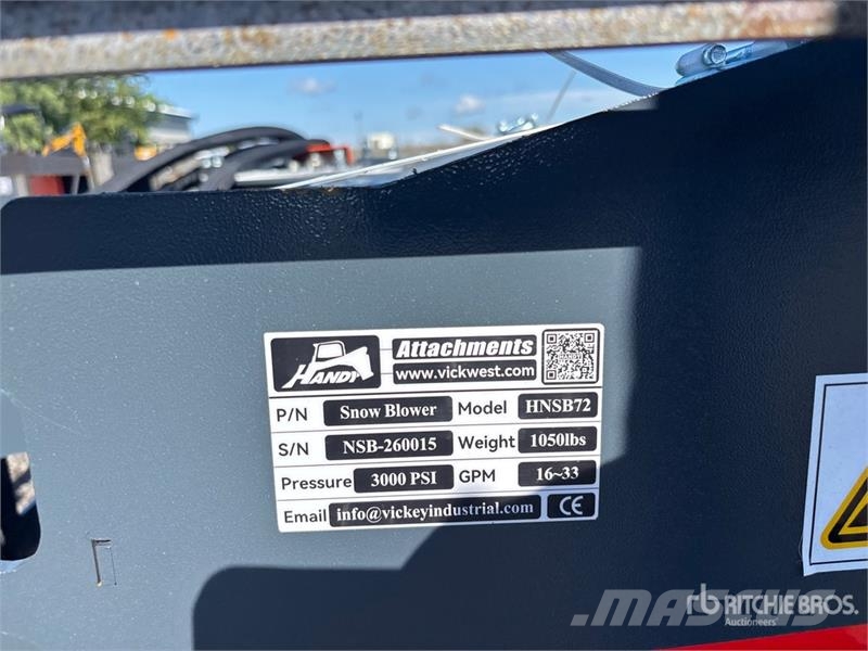 Handy HNSB72 72 in Skid Steer Snowblower (Unused) قاذفات الجليد