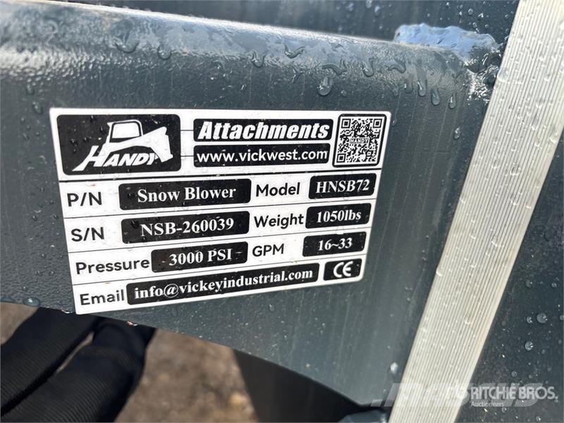 Handy HNSB72 72 in Skid Steer Snowblower (Unused) Snow throwers