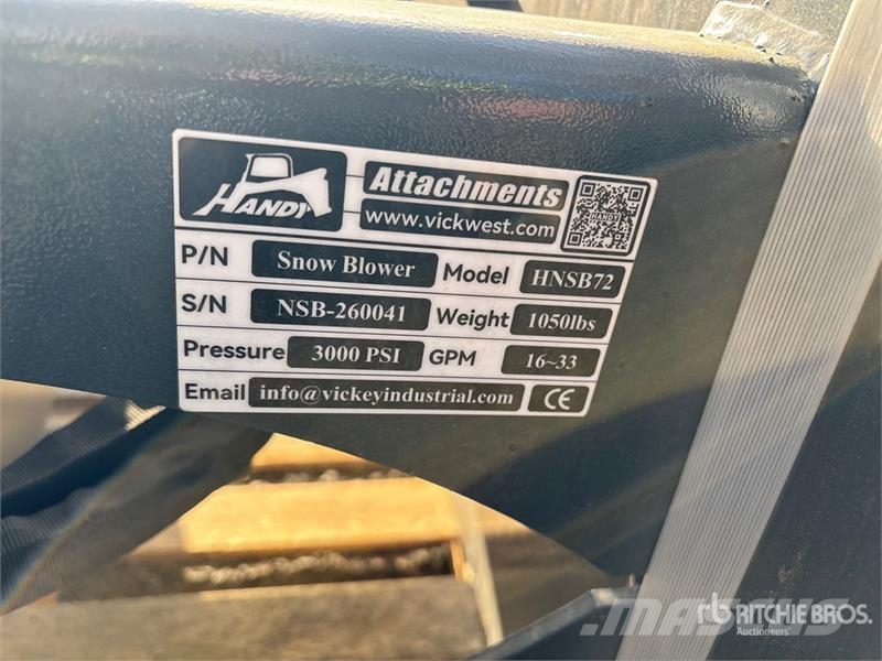 Handy HNSB72 72 in Skid Steer Snowblower (Unused) Schneefräse