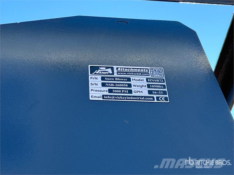 Handy HNSB72 72 in Skid Steer Snowblower (Unused) Sneeuwblazers