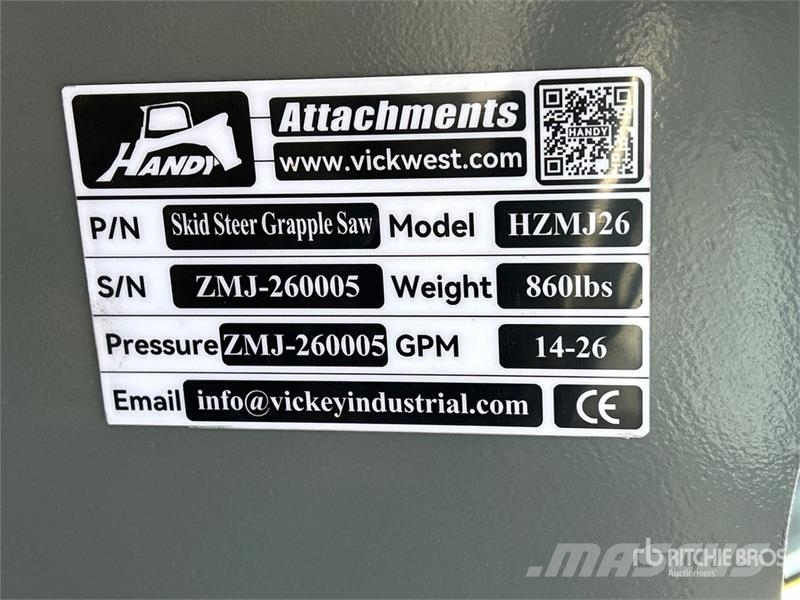 Handy HZMJ26 45 in Skid Steer Grapple Saw (Unused) Overige componenten