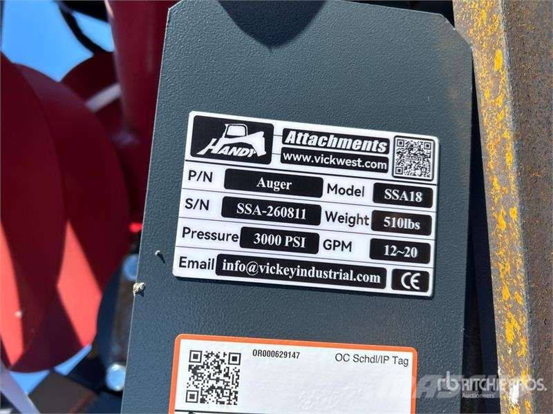 Handy SSA18 Skid Steer Auger (Unused) ドリル