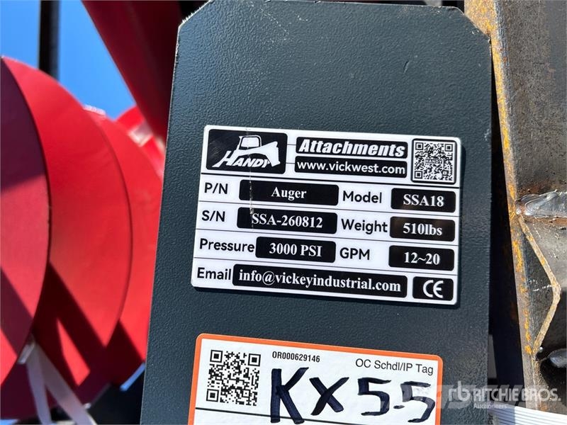 Handy SSA18 Skid Steer Auger (Unused) ドリル