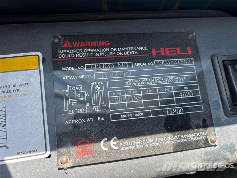 Heli CPCD35-KUY 4620 lb 4x2 Rough Terrain Forklift Maastotrukit