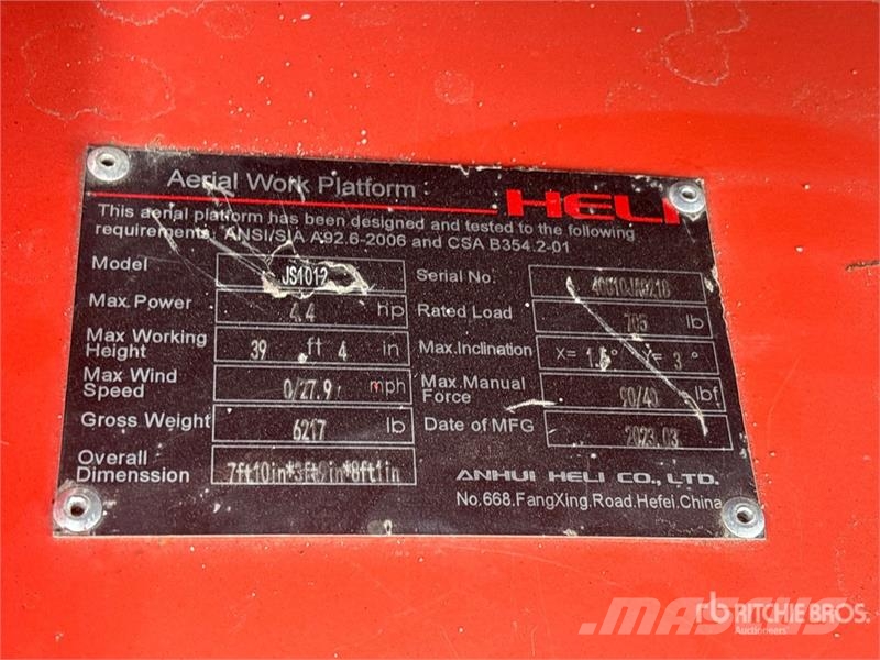 Heli JS1012 Electric Scissor Lift Nůžková zvedací plošina