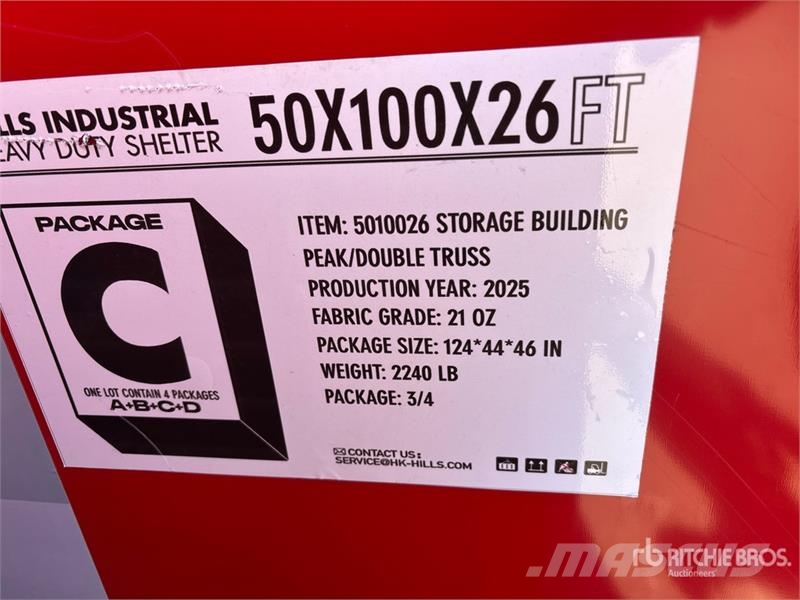 HIlls Industrial 1005026 50 ft x 100 ft x 26 ft St Telai in acciaio