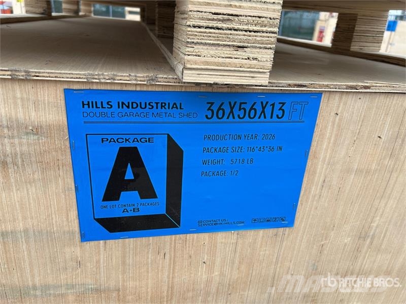 HIlls Industrial 365613 36 ft x 56 ft x 13 ft Doub Stalen constructies