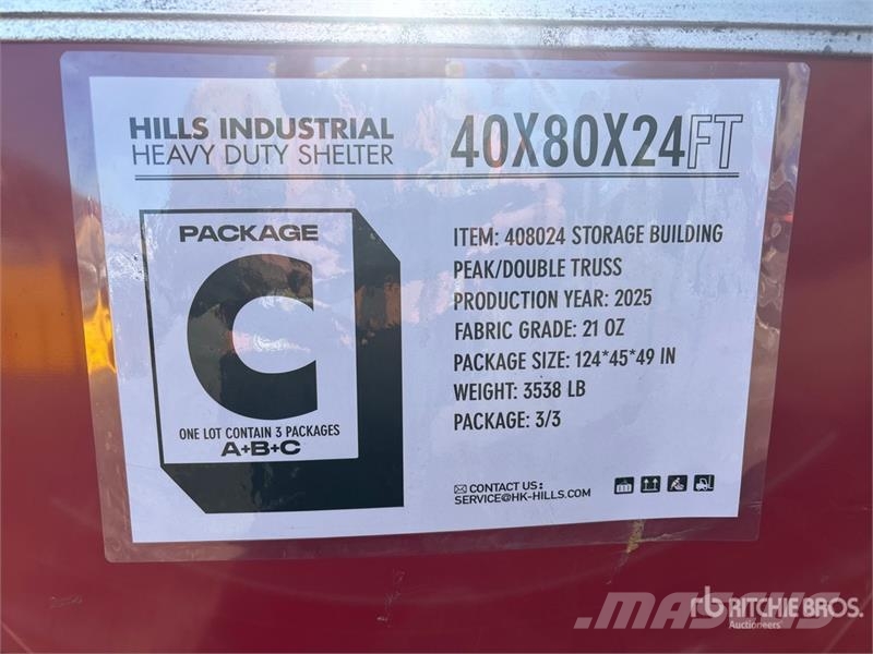 HIlls Industrial 804024 40 ft x 80 ft x 24 ft Stor Telai in acciaio