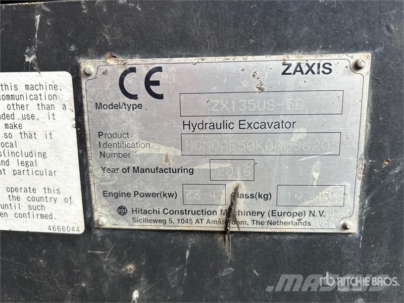 Hitachi ZX135US-5B Tracked Excavator Bageri gusjeničari