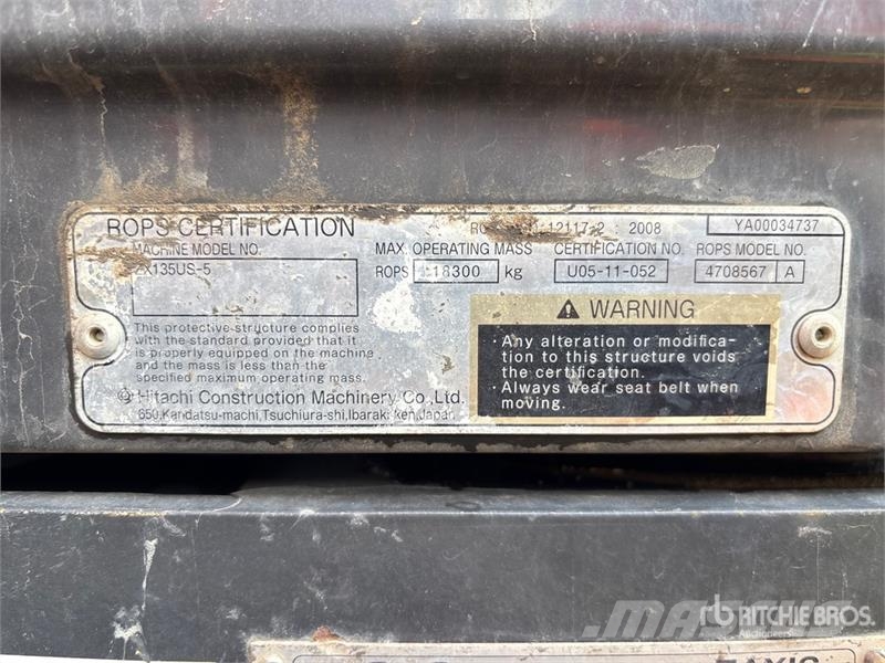 Hitachi ZX135US-5B Tracked Excavator Crawler excavators
