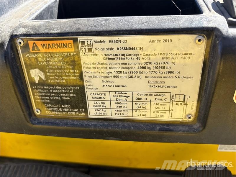 Hyster E55XN33 5150 lb Electric Forklift Akumulátorové vozíky