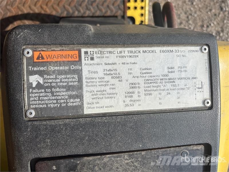 Hyster E60XM-33 Ηλεκτρικά περονοφόρα ανυψωτικά κλαρκ