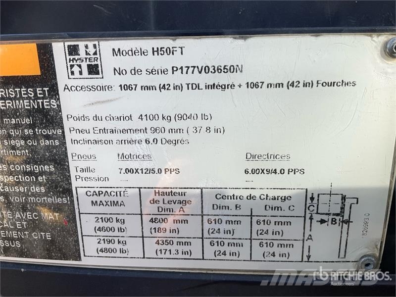 Hyster H50FT 4800 lb Pneumatic Tire Forklift شاحنات ذات رافعات شوكية - أخرى