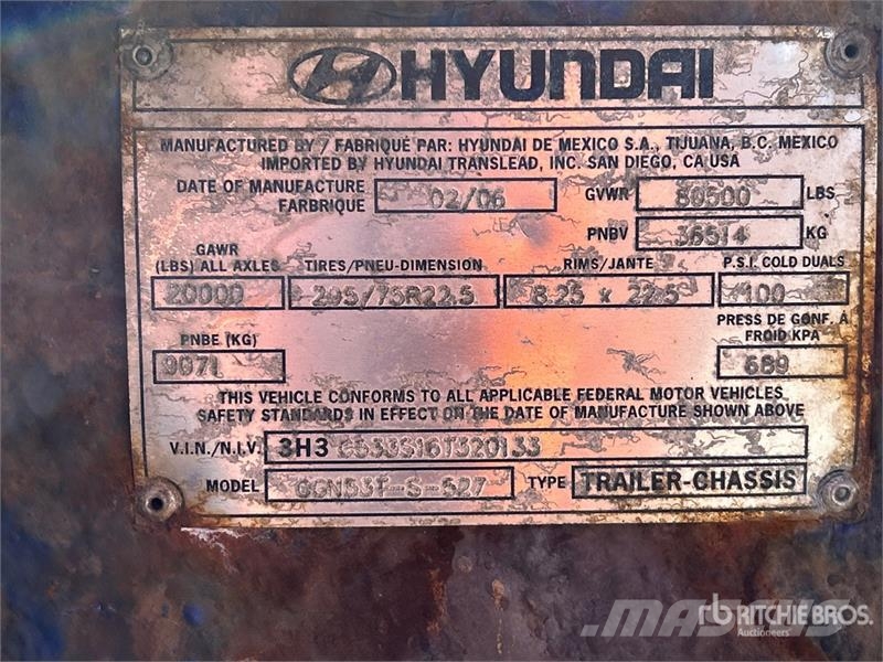 Hyundai 53 ft Tri/A Container Trailer Reboques Porta Contentores
