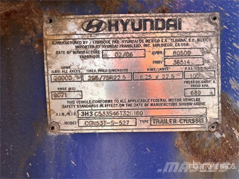 Hyundai 53 ft Tri/A Container Trailer Rimorchi portacontainer