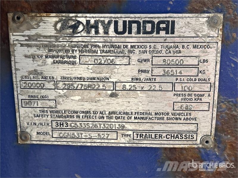 Hyundai 53 ft Tri/A Intermodal Container Trailer Containerhenger