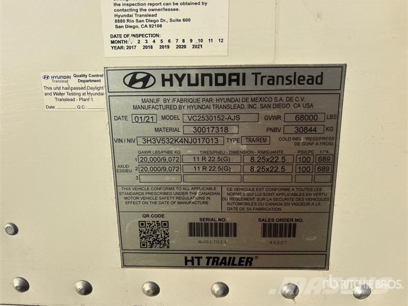 Hyundai 53 ft x 102 in T/A Van Trailer Dobozos pótkocsik