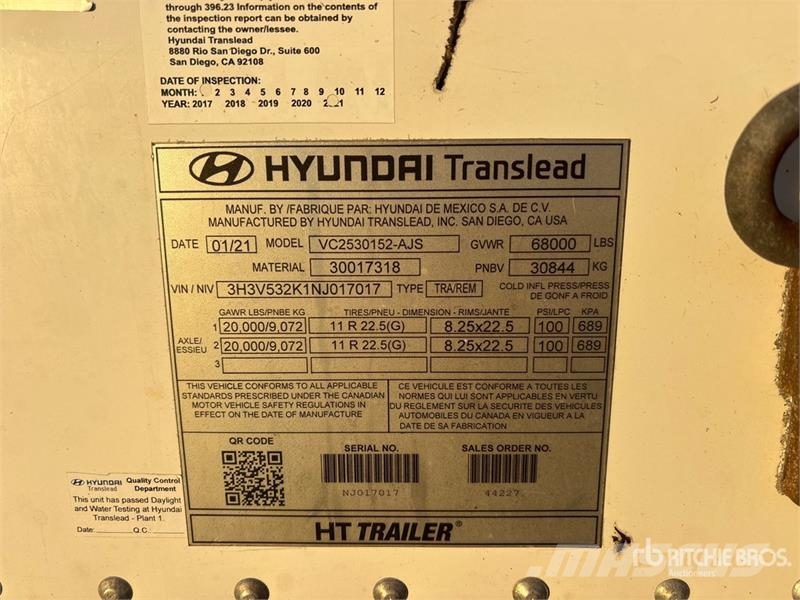 Hyundai 53 ft x 102 in T/A Van Trailer Dobozos pótkocsik
