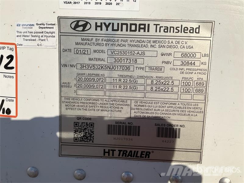 Hyundai 53 ft x 102 in T/A Van Trailer Прицепы-фургоны