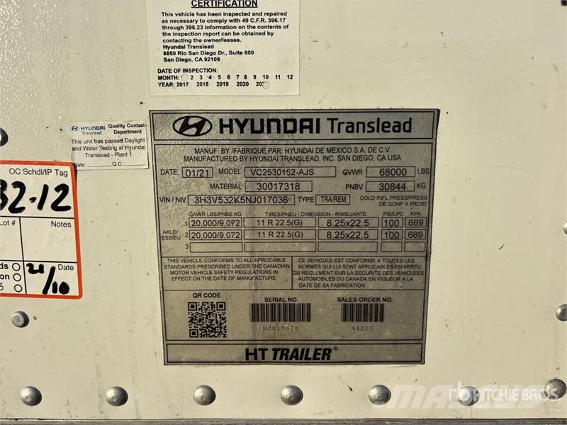 Hyundai 53 ft x 102 in T/A Van Trailer Прицепы-фургоны
