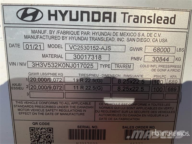 Hyundai 53 ft x 102 in T/A Van Trailer Прицепы-фургоны