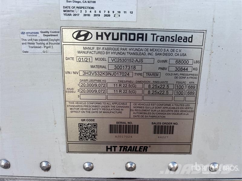 Hyundai 53 ft x 102 in T/A Van Trailer Прицепы-фургоны