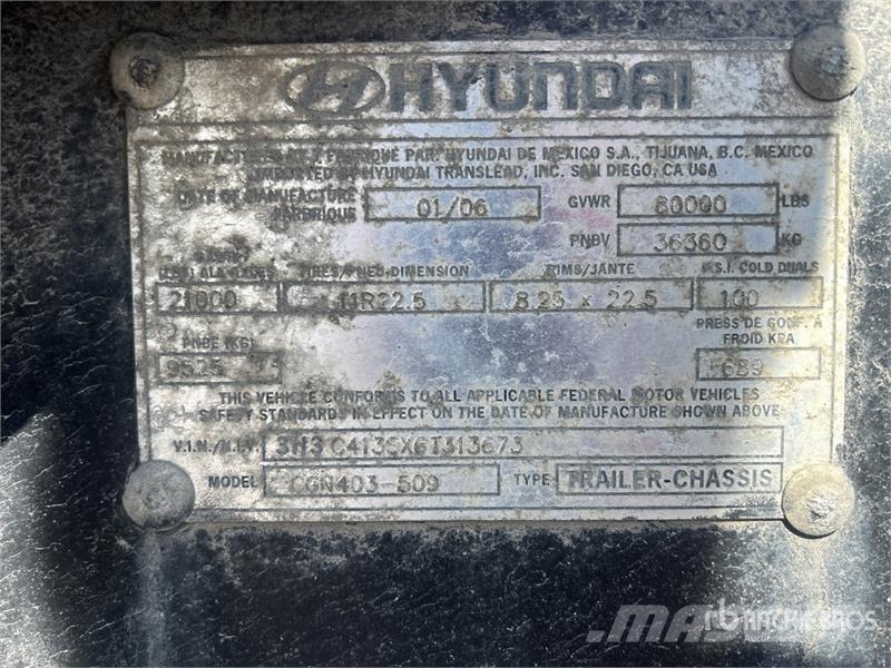 Hyundai CGN403-509 40 ft Tri/A Container Trailer Remorque porte container