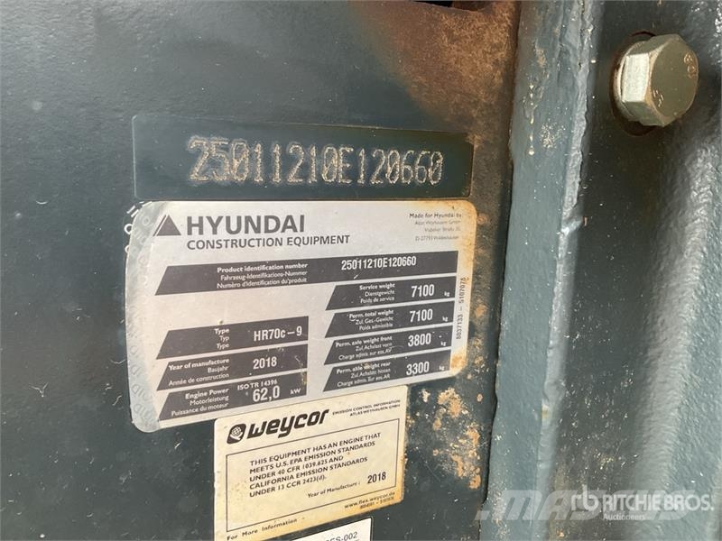 Hyundai HR70C-9 Smooth Drum Compactor Single drum rollers