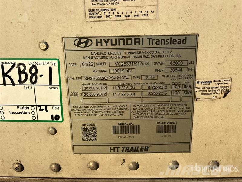 Hyundai Translead 53 ft x 102 in T/A Van Trailer Kapali kasa treylerler