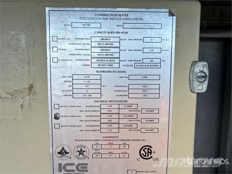 Ice Fighter IHS700 680000 BTU Space Heater Dispositivi di riscaldamento / scongelamento