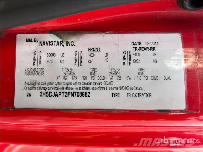 International ProStar+ 122 6x4 T/A Sleeper Truck Tractor Tractor Units