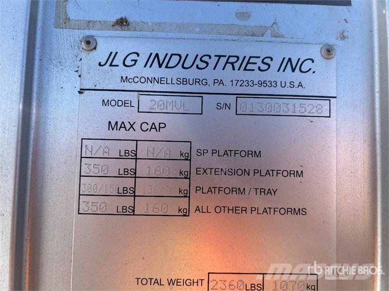 JLG 20MVL Vertical Mast Lift 垂直昇降型リフト