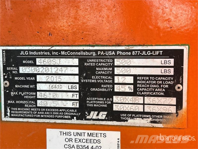 JLG 460SJ 4WD Diesel Telescopic Boom Lift Nacelles télescopiques