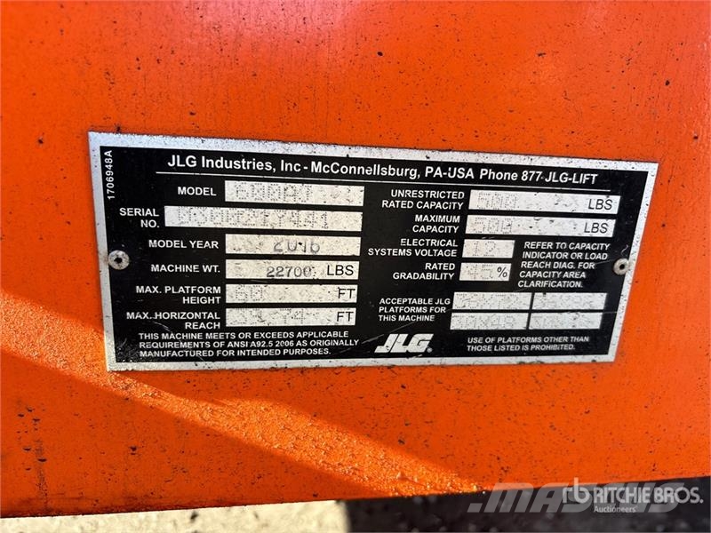 JLG 600AJ 4WD Dual Fuel Articulating Boom Lift Articulated boom lifts