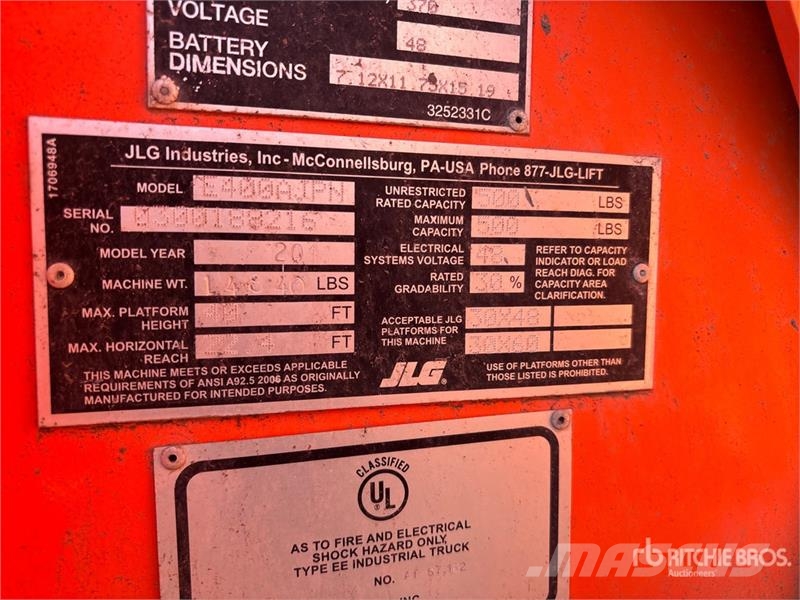 JLG E400AJPN 2WD Electric Articulating Boom Lift Plataforma de trabajo articulada