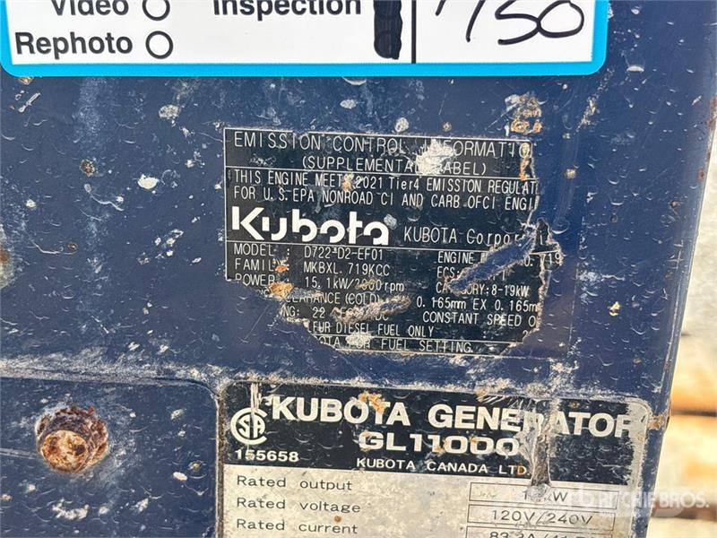 Kubota GL11000 Portable Generator Set Other Generators