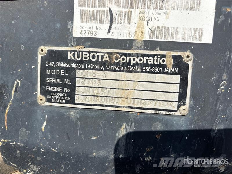 Kubota K008-3 Mini kotrók < 7t