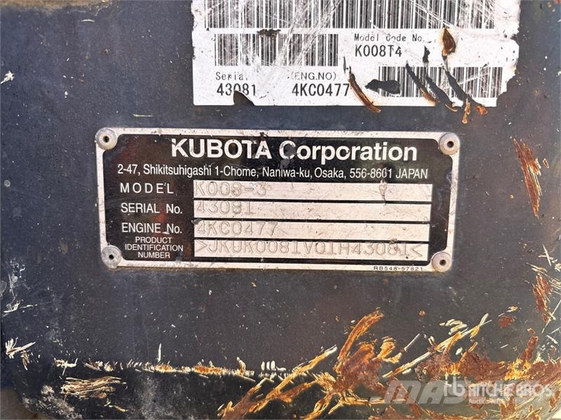 Kubota K008-3 حفارات صغيرة أقل من 7 طن (حفارات صغيرة)