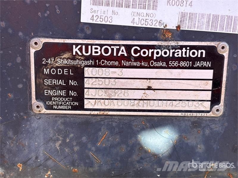 Kubota K008-3 Mini ekskavatori < 7 t