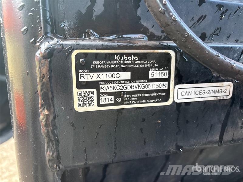 Kubota RTV-X1100C 4x4 Utility Vehicle Mini utilitaire