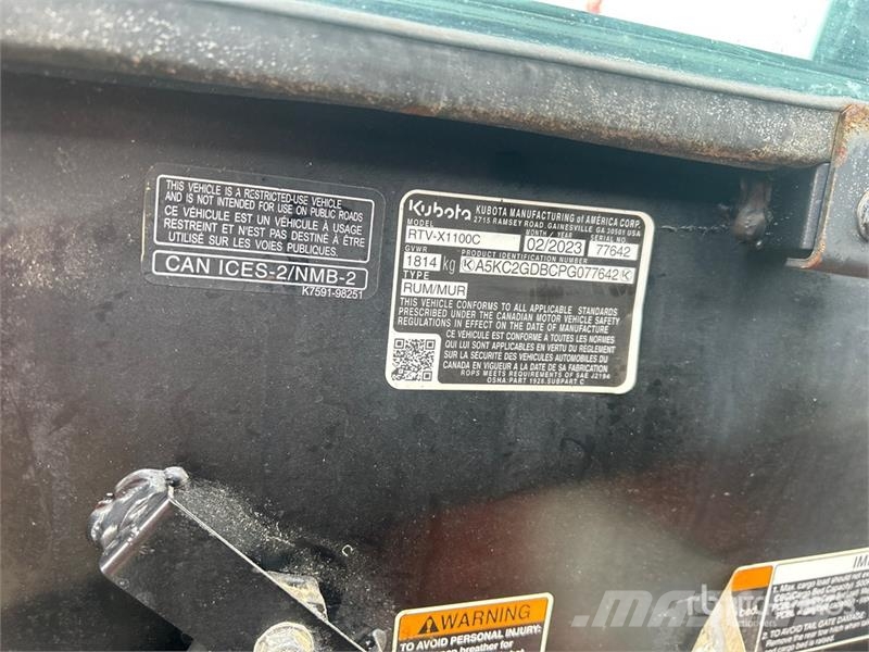 Kubota RTV-X1100C 4x4 Utility Vehicle Komunālās mašīnas