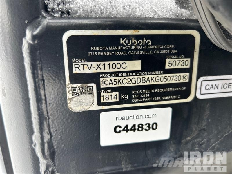 Kubota RTV-X1100C 4x4 Utility Vehicle Maquinarias para servicios públicos
