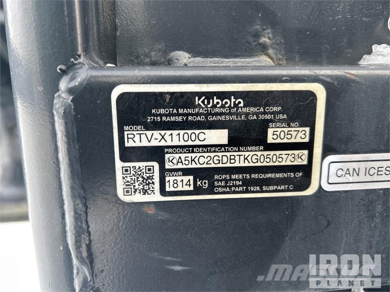 Kubota RTV-X1100C 4x4 Utility Vehicle Maquinarias para servicios públicos