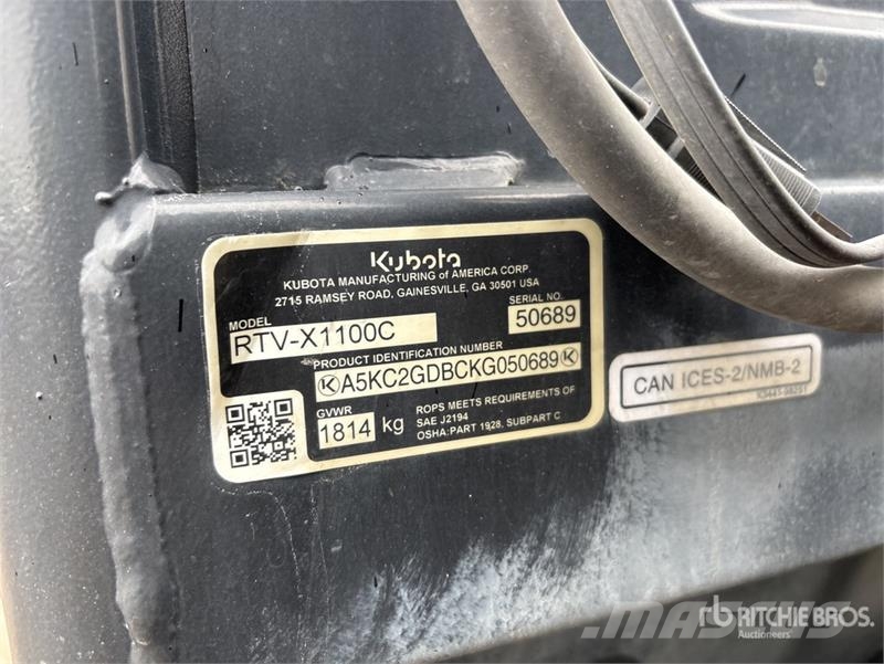 Kubota RTV-X1100C 4x4 Utility Vehicle Maquinarias para servicios públicos