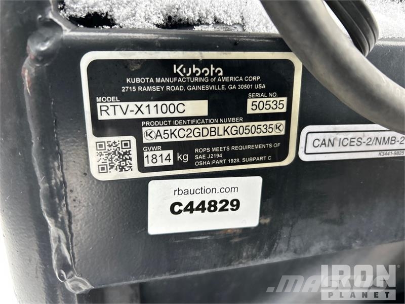 Kubota RTV-X1100C 4x4 Utility Vehicle Maquinarias para servicios públicos