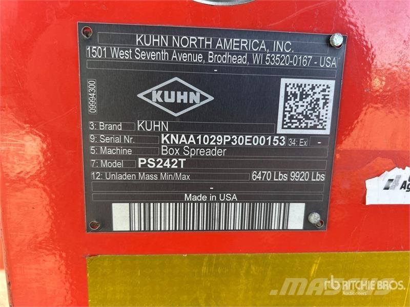 Kuhn Knight ProSpread PS242 T/A Manure Spreader معدات توزيع السماد العضوي