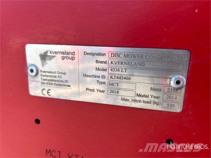 Kverneland 4336LT 11 ft 7 in Trailed Disc Mower جزازات