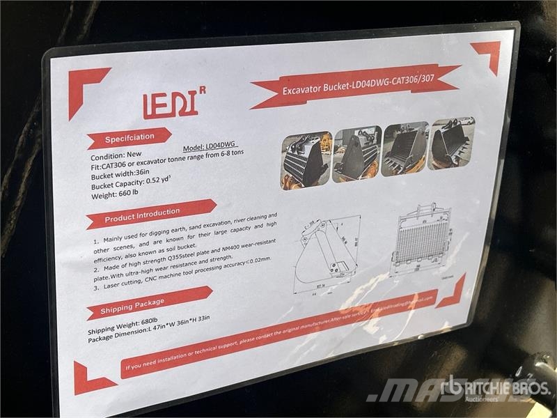  LEDI LD04DWG 34 in Skeleton Excavator Bucket (Unus دلاء