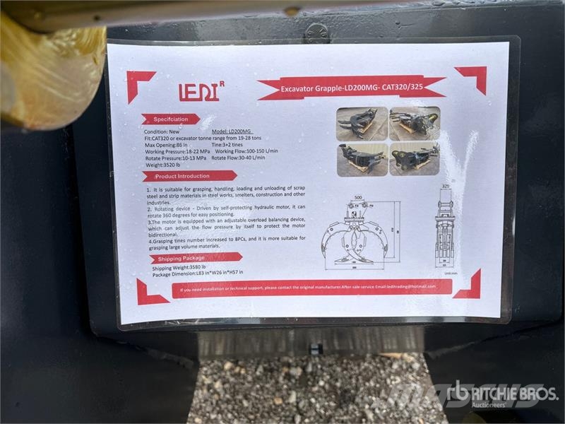  LEDI LD200MGD 86 in Rotating Excavator Grapple (Un Gripere